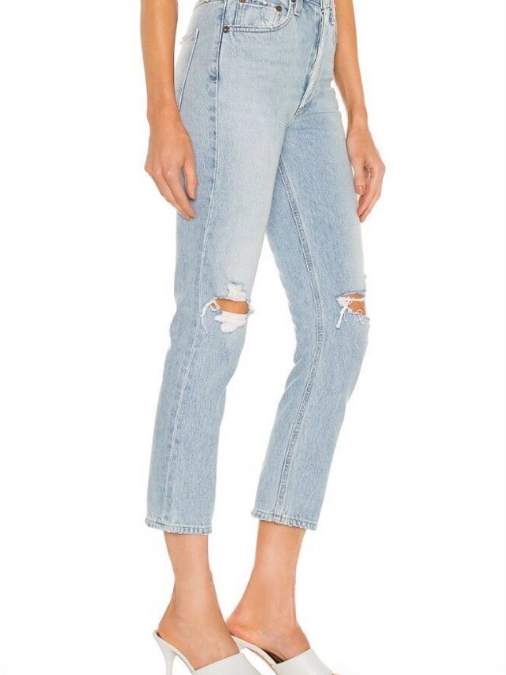 Agolde Riley 90s High Rise Straight Crop Distressed Jeans size 27/4 - Picture 2 of 7